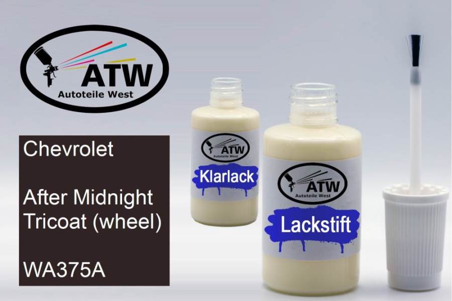 Chevrolet, After Midnight Tricoat (wheel), WA375A: 20ml Lackstift + 20ml Klarlack - Set, von ATW Autoteile West.